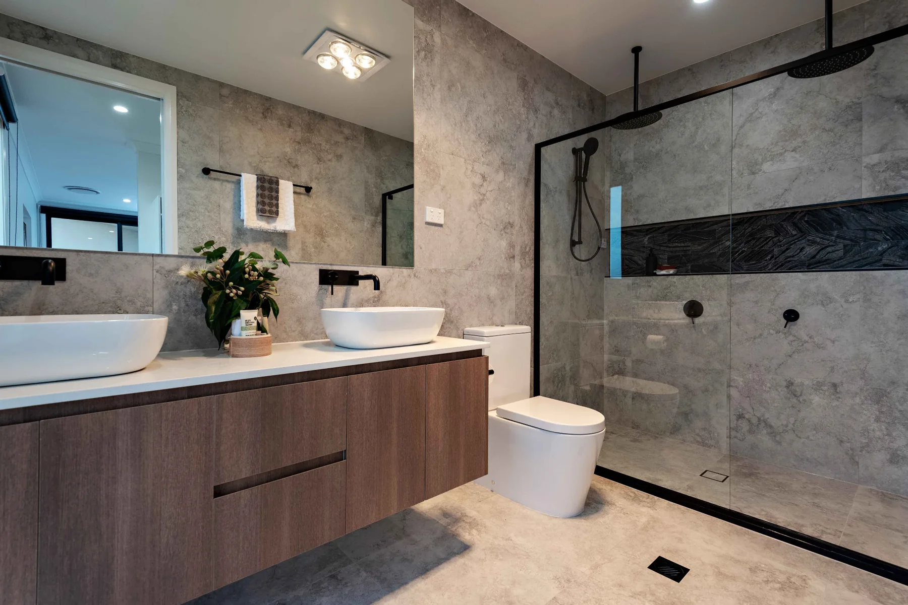 Ensuite with double vanity and walk in shower