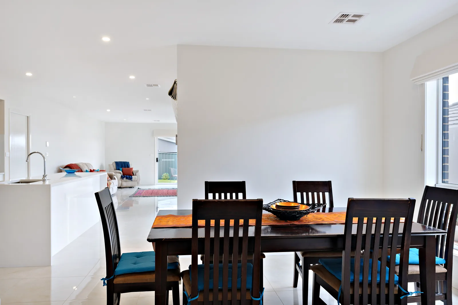 Dining area flowing through to the open plan living space