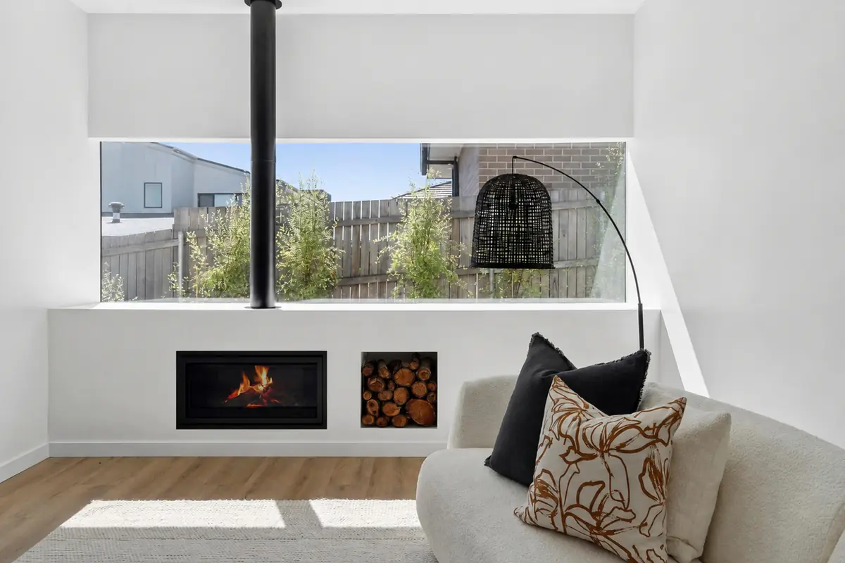 Fireplace and garden window detail, Boyanton Street Canberra