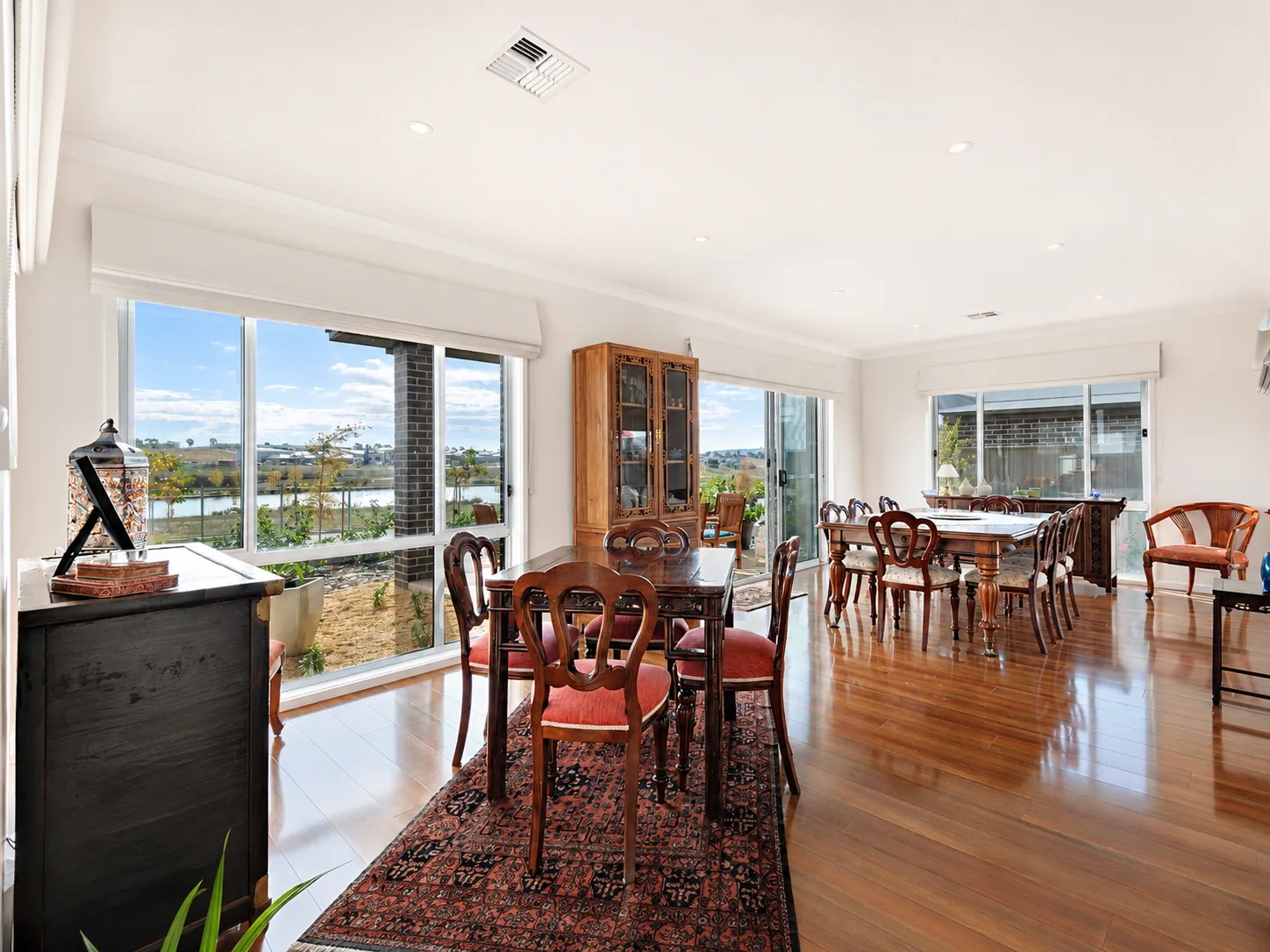 Dining area and open plan living, residential build Canberra