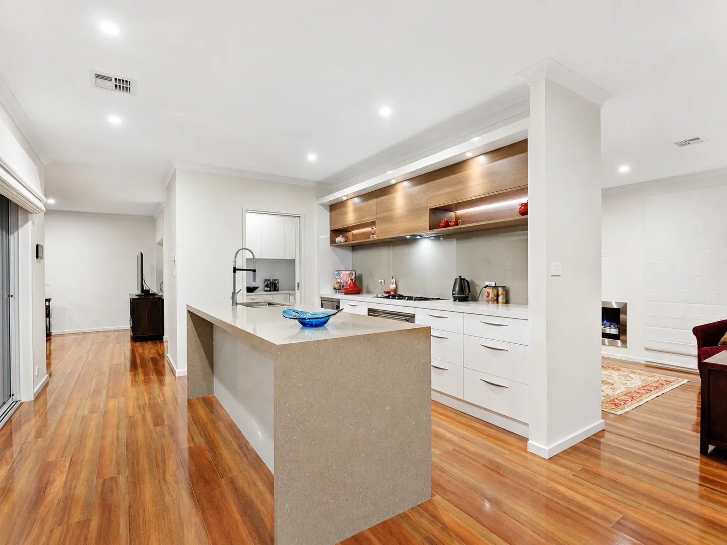 Kitchen and living area, residential build Canberra