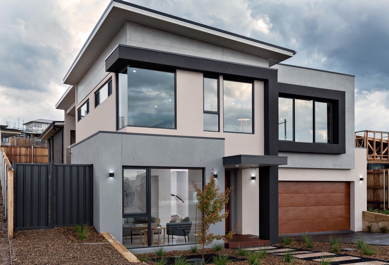 Dual occupancy front exterior by Ottimo Homes, Canberra